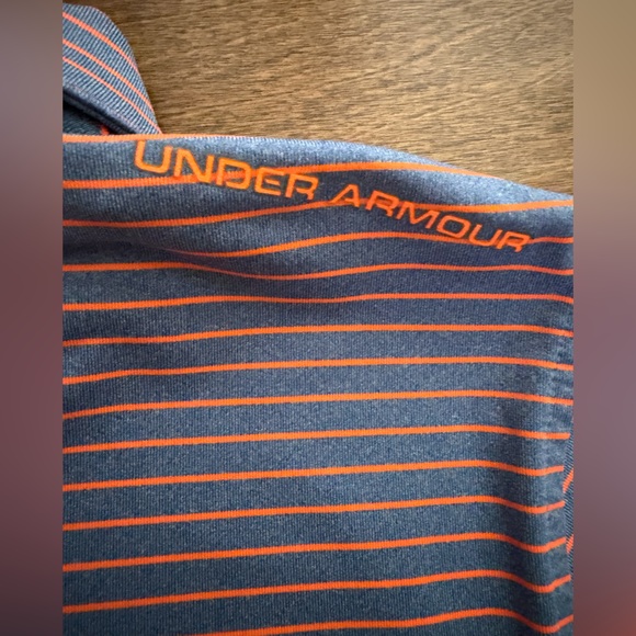 Under Armour Boys HeatGear Loose Fit Polo Shirt S/S YXL Heather Navy/Orange - Picture 6 of 7